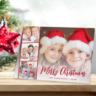 God jul Red Script Photo Overlay Helgkort