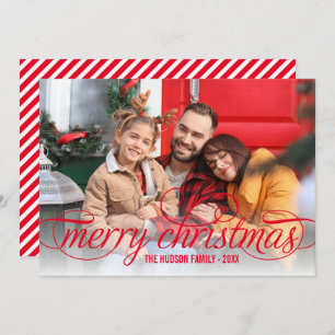 God jul Red Script Photo Overlay Julkort