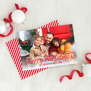 God jul Red Script Photo Overlay Julkort