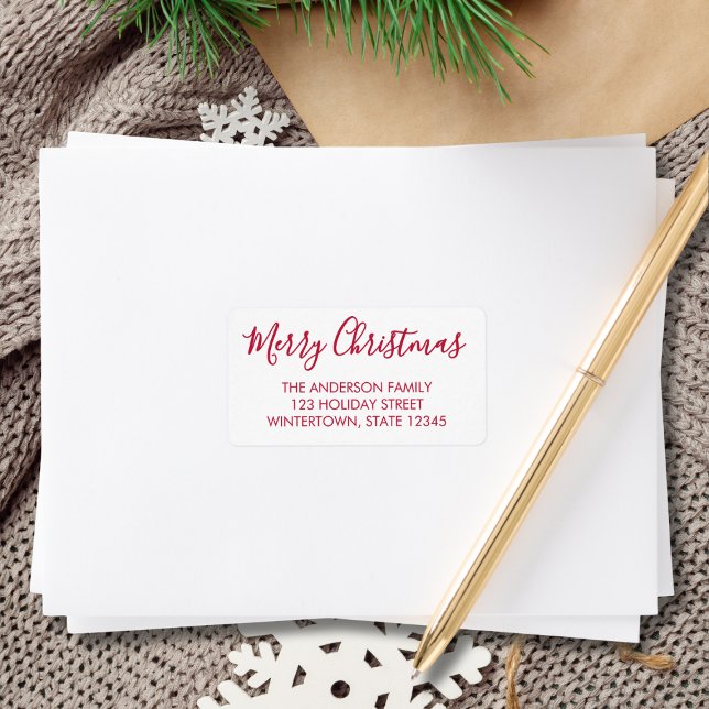 God jul Red Script-Returadress Adressetikett (Skapare uppladdad)