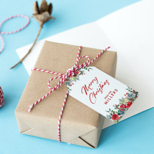 GOD JUL RED SCRIPT TYPOGRAPHY PRESENTETIKETT