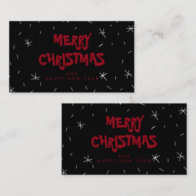 God jul Red Snö Mini-presentkort Visitkort (Fram/baksida)