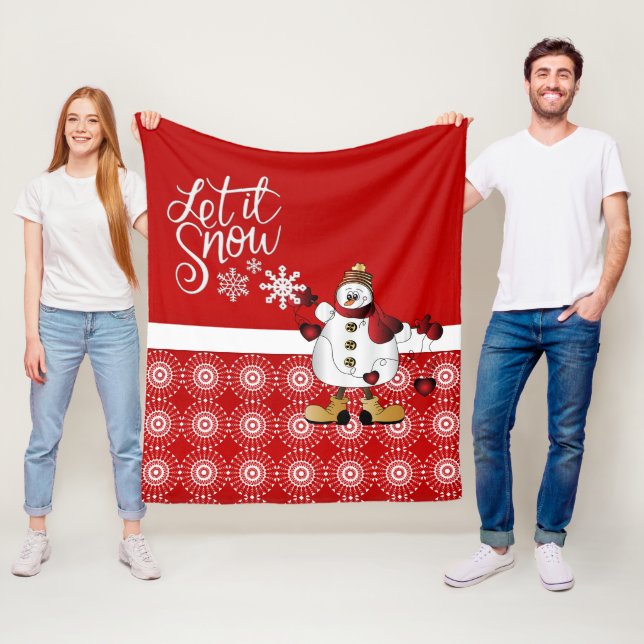 God jul Red Snögubbe Fleecefilt (På plats)