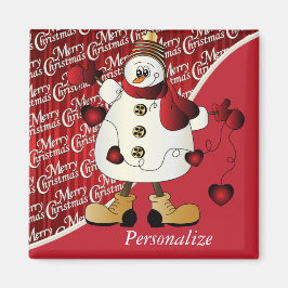 God jul Red Snögubbe Magnet