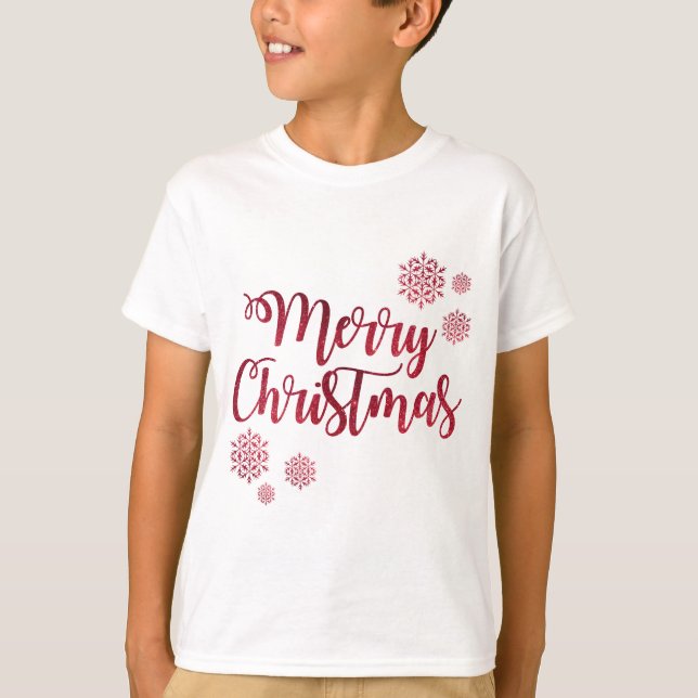 God jul Red Snowflake Typography Tee (Framsida)