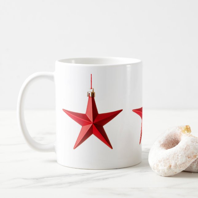 God jul Red Star dekoration-foto Kaffemugg (Med munk)
