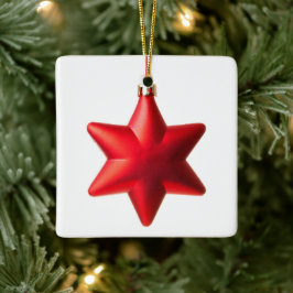 God jul Red star-dekoration med text Julgransprydnad Keramik
