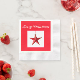 God jul Red star-dekoration med text Pappersservett