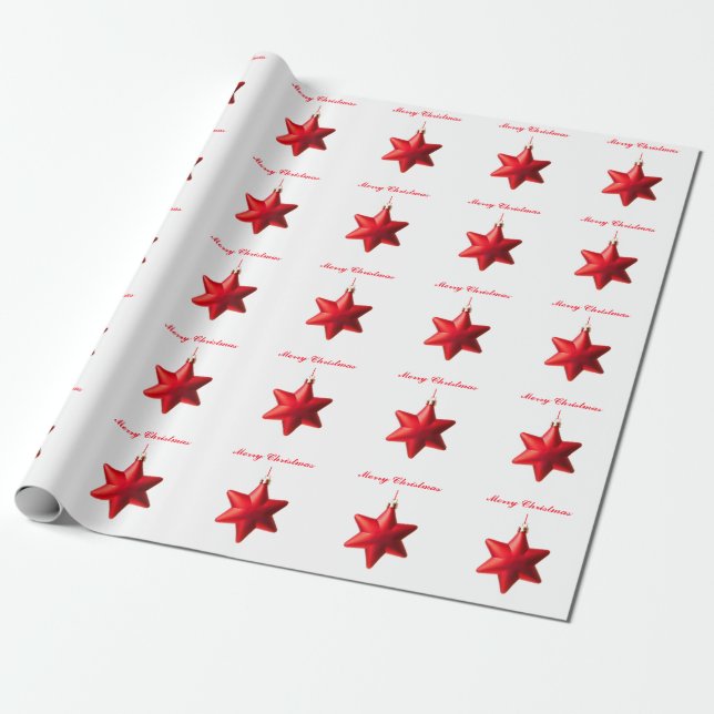 God jul Red star-dekoration med text Presentpapper (Utrullad)