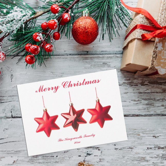 God jul Red-stjärnor med platta textkort (Skapare uppladdad)