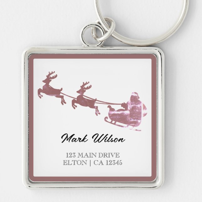 God jul | Red Typography Fyrkantig Silverfärgad Nyckelring (Framsidan)