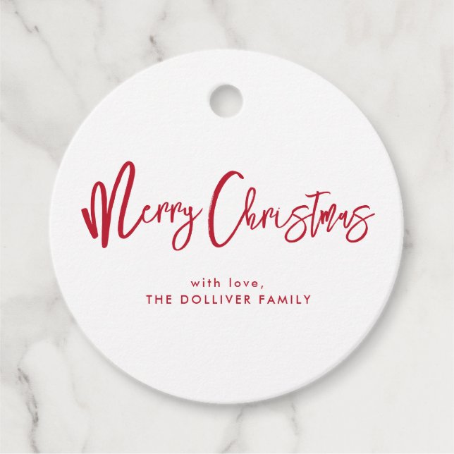 God jul | Red Typography Gåvor Etiketter (Framsida)