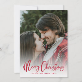 God jul Red Typography Photo Julkort