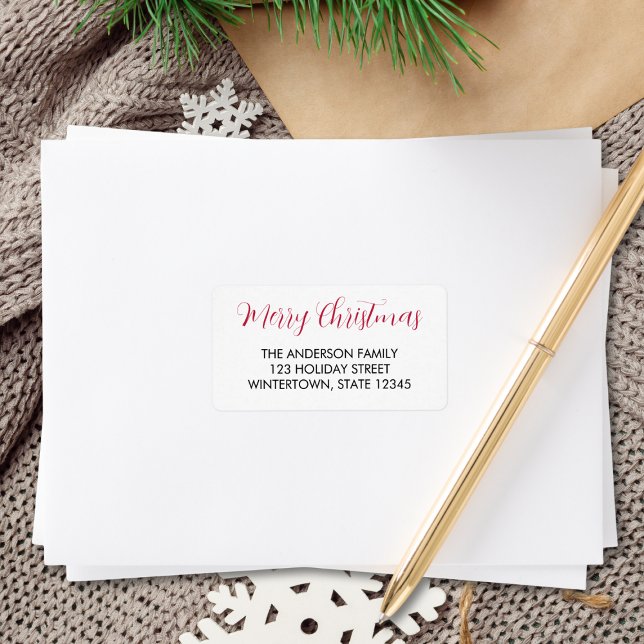God jul Red Typography-Returadress Adressetikett (Skapare uppladdad)