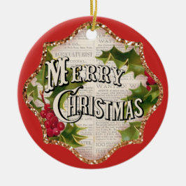 God jul Red Vintage Faux Gnistra Helgdag Julgransprydnad Keramik