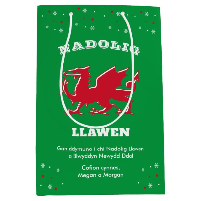 God jul Red Welsh Dragon Nadolig Llawen (Framsidan)