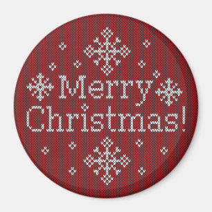 god jul Red & White Faux Sticka Magnet