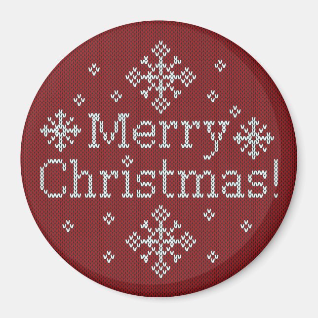 God jul Red & White Faux Sticka Magnet (Framsidan)