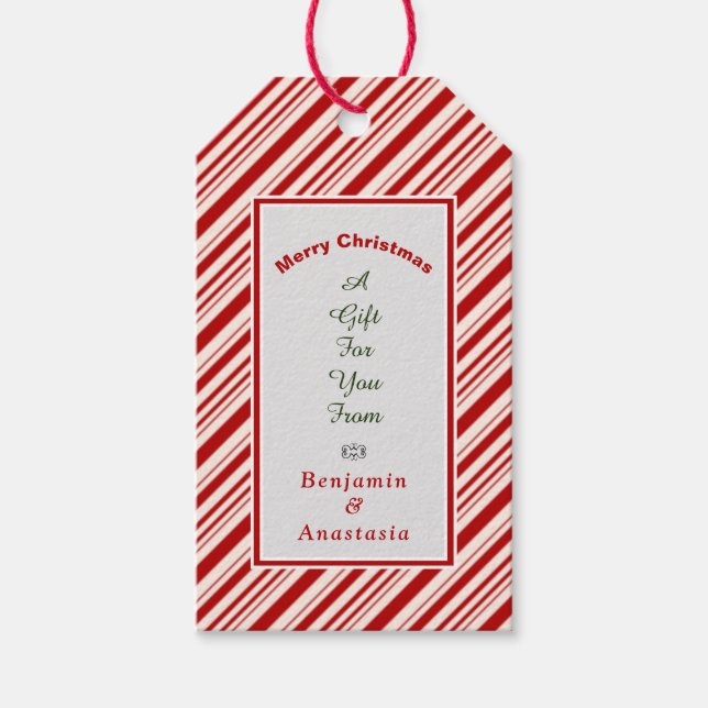 God jul Red White-Helgdagar anpassa Presentetikett (Framsidan)