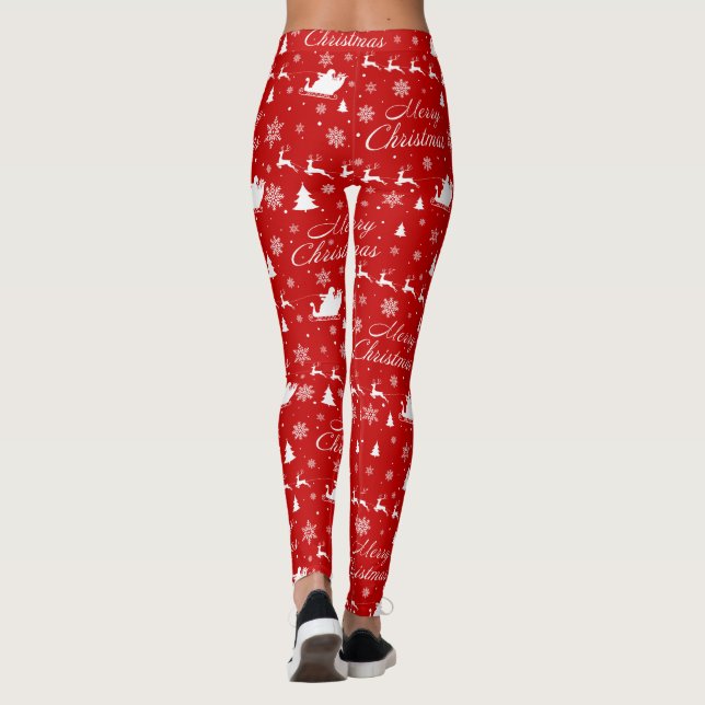 God jul Red & White Mönster Long Leggings (Baksida)