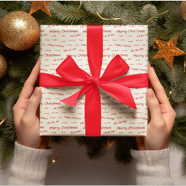 God jul Red & White Script Presentpapper