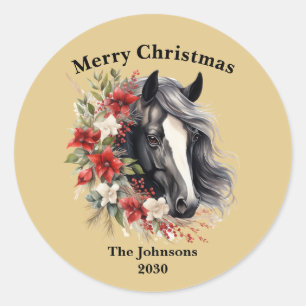 God jul Regal Black Horse Brown Wandeans Runt Klistermärke
