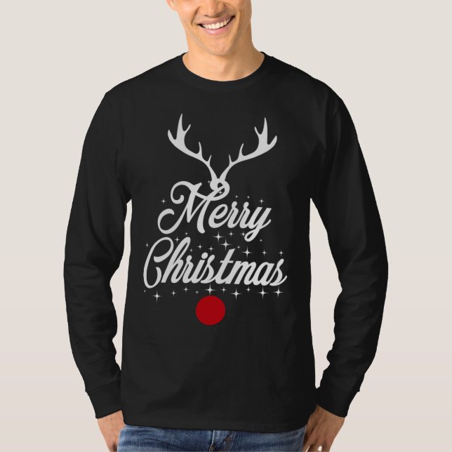 God jul Reindeer Antlers T Shirt (Framsida)