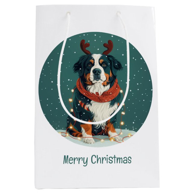 God jul Reindeer Bernese Mountain Hund (Framsidan)