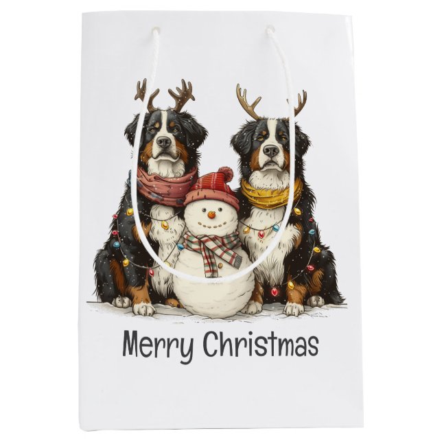God jul Reindeer Bernese Mountain Hundar (Framsidan)