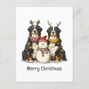 God jul Reindeer Bernese Mountain Hundar Helg Vykort