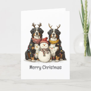God jul Reindeer Bernese Mountain Hundar Helgkort