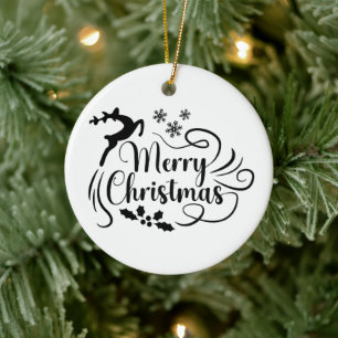 God jul Reindeer Black & White Ornament