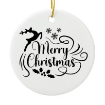 God jul Reindeer Black & White Ornament