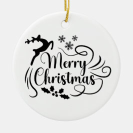 God jul Reindeer Black & White Ornament