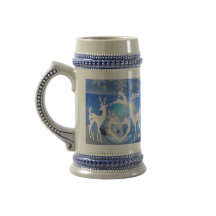 God jul Reindeer Blue Pristine Snöflingor