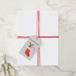 God jul Reindeer Candy cane Red White Presentetikett