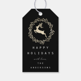 God jul Reindeer Champaigne Guld Black Presentetikett