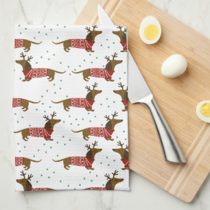 God jul Reindeer Dachshund Kitchen Towel Kökshandduk