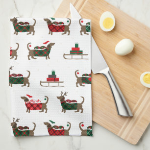God jul Reindeer Dachshund Kitchen Towel Kökshandduk