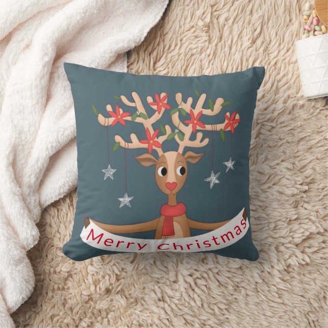 God jul Reindeer Dekorativ kudde (Filt)
