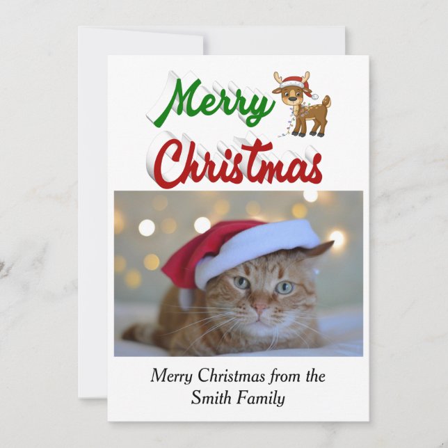 God jul Reindeer-fotoskript Julkort (Framsida)