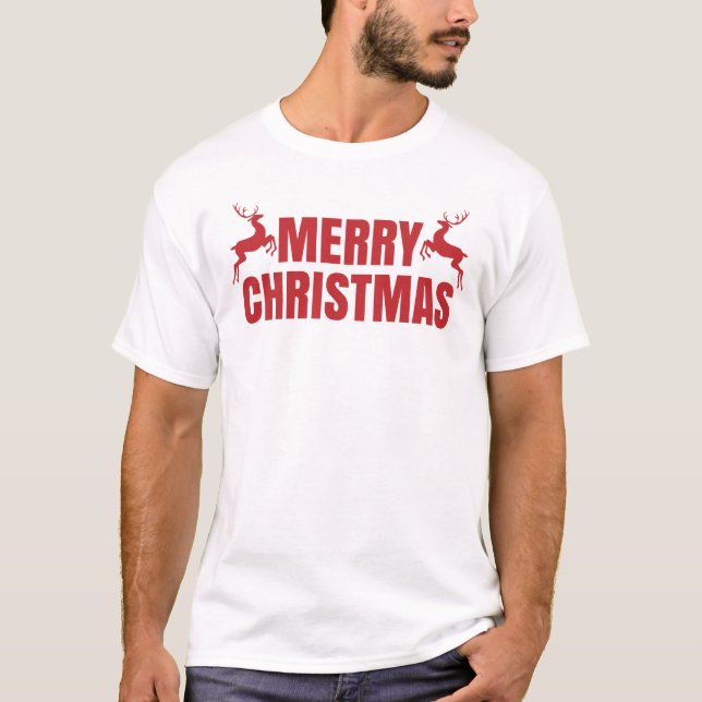 God jul Reindeer Funny Santa Family T Shirt (Framsida)