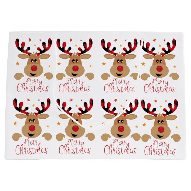 God jul Reindeer Gift-säck (Framsidan)