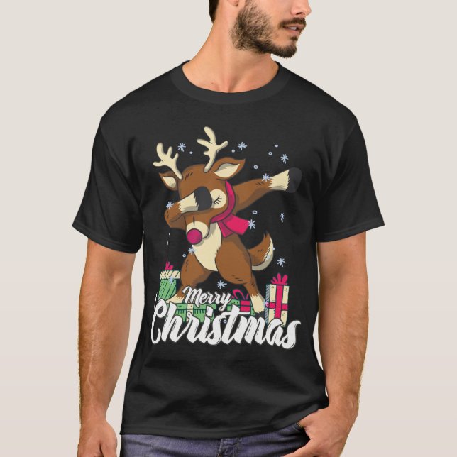 God jul Reindeer jul Kväll T Shirt (Framsida)