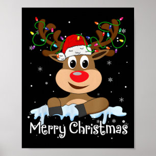 God jul Reindeer Julafton Familjen Matching Manar Poster