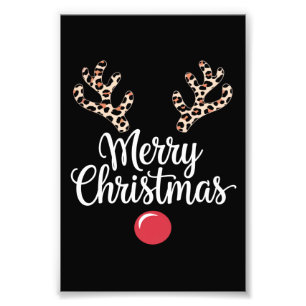God jul Reindeer-julfamiljen Gift Fototryck