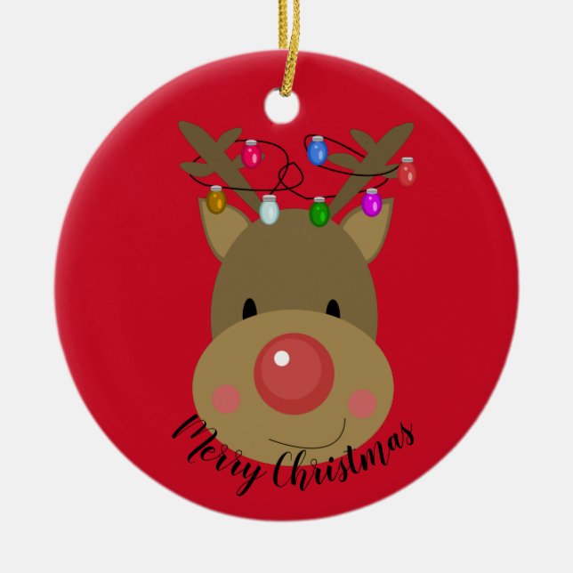 God jul Reindeer Julgransprydnad Keramik (Framsidan)