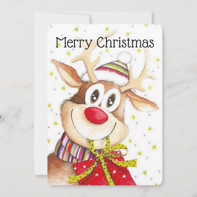 God jul Reindeer Julkort (Framsida)