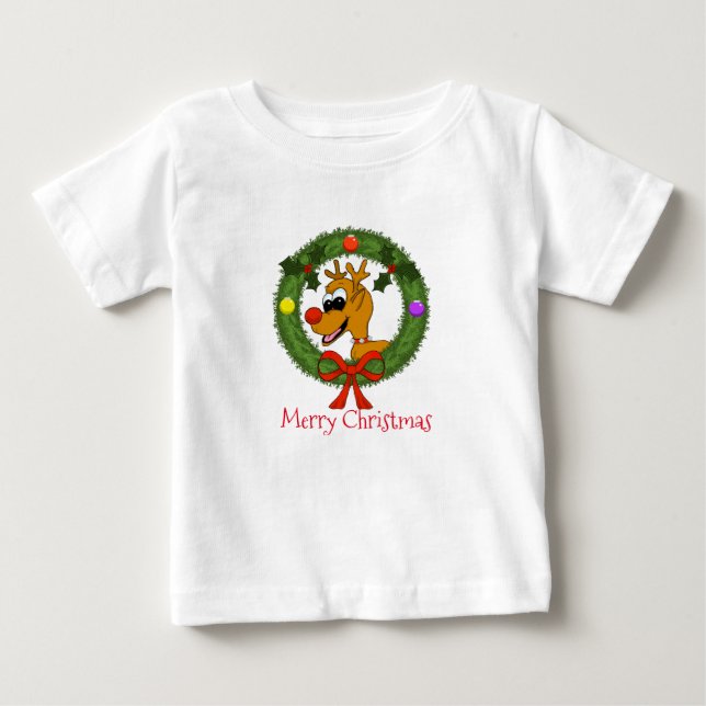 God jul Reindeer Långärmad T-Shirt (Framsida)