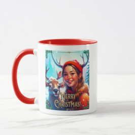 GOD JUL REINDEER MED LYCKLIG GIRL MUGG